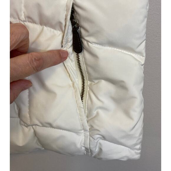 Eddie Bauer Premium Goose Down Puffer Vest Women Sz XL Cream Faux Fur Collar - Picture 5 of 13